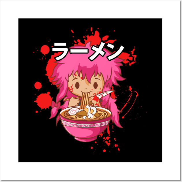 Future Diary Anime Ramen Mukbang T-shirt Wall Art by JDaneStore